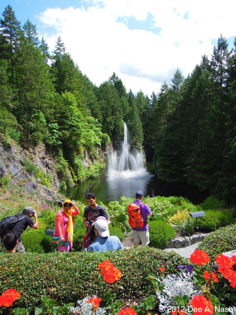 A waterfall in the Sunken Garden at Butchart