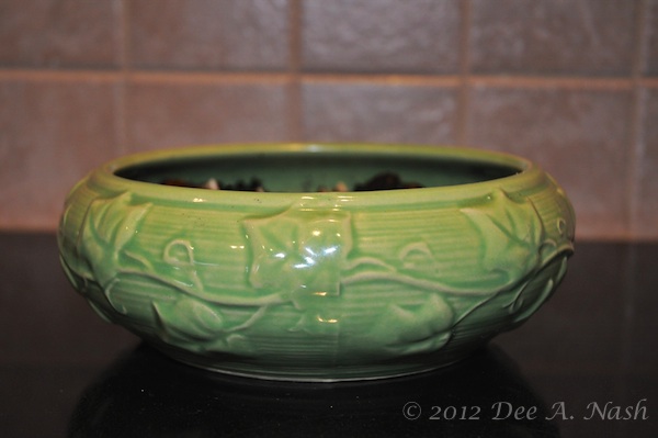 I'm trying to force tommies in this vintage, green forcing bowl from Shawnee pottery.