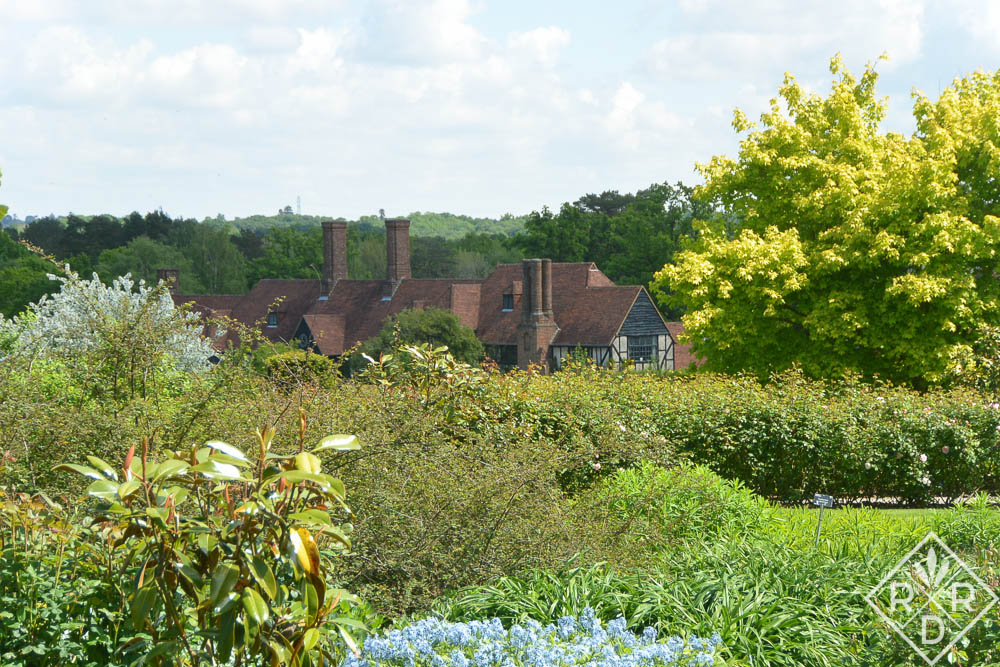 The house at Wisley seen from the far gardens.